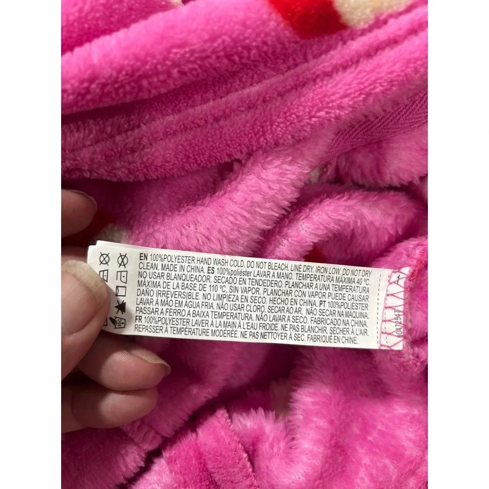 Forever 21 Kids Girls 9/10 Pink Santa Hooded One Piece‎ Pajamas Christmas Cozy
